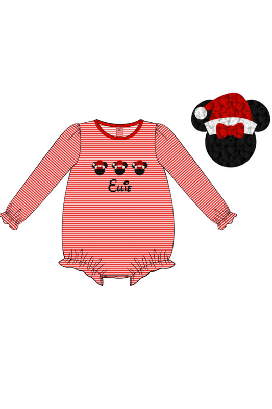 The Smocked Flamingo Pre-Order French Knot Minnie Custom Name Bubble