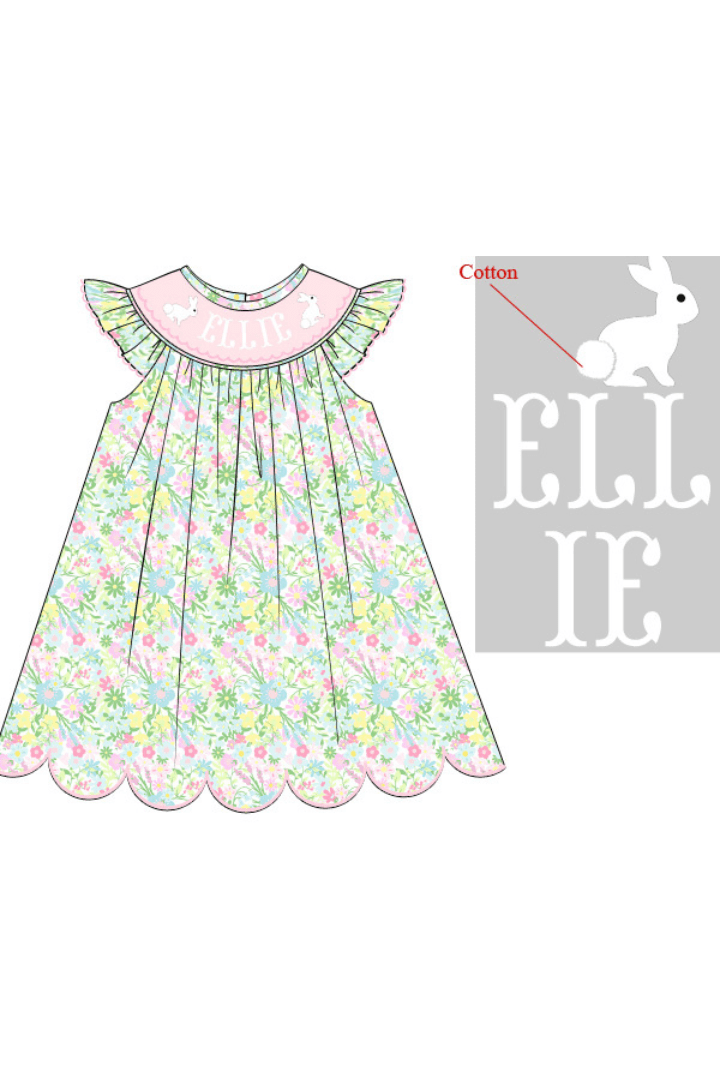 The Smocked Flamingo Pre-Order Hand Smocked Custom Name Ellie Dress