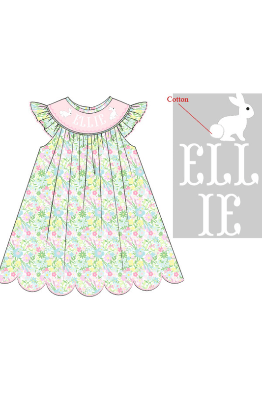 The Smocked Flamingo Pre-Order Hand Smocked Custom Name Ellie Dress