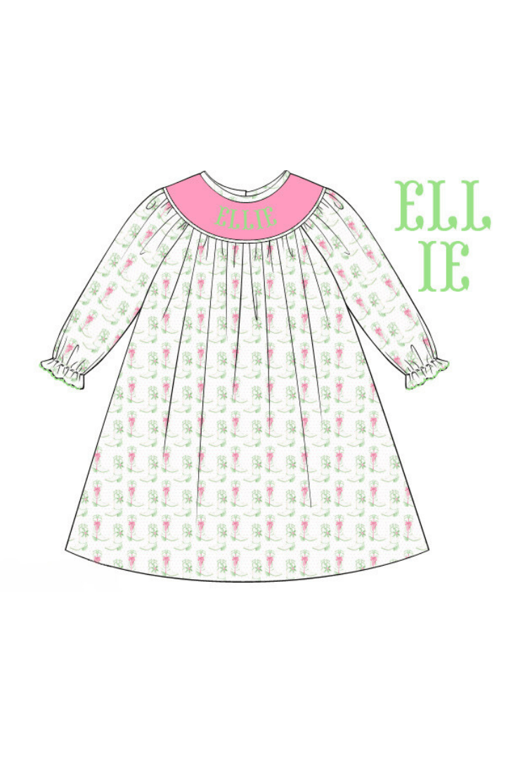 The Smocked Flamingo Pre-Order Hand Smocked Custom Name Holiday Boots Dress