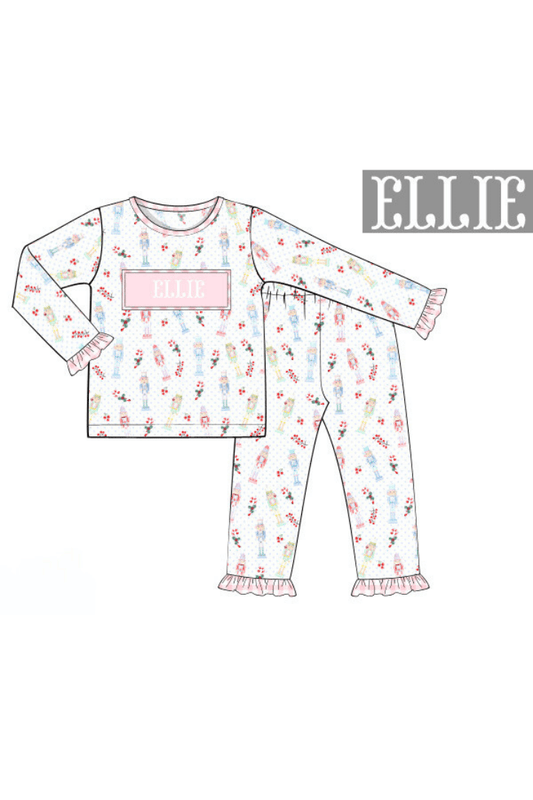 The Smocked Flamingo Pre-Order Hand Smocked Custom Name Nutcracker Pajamas