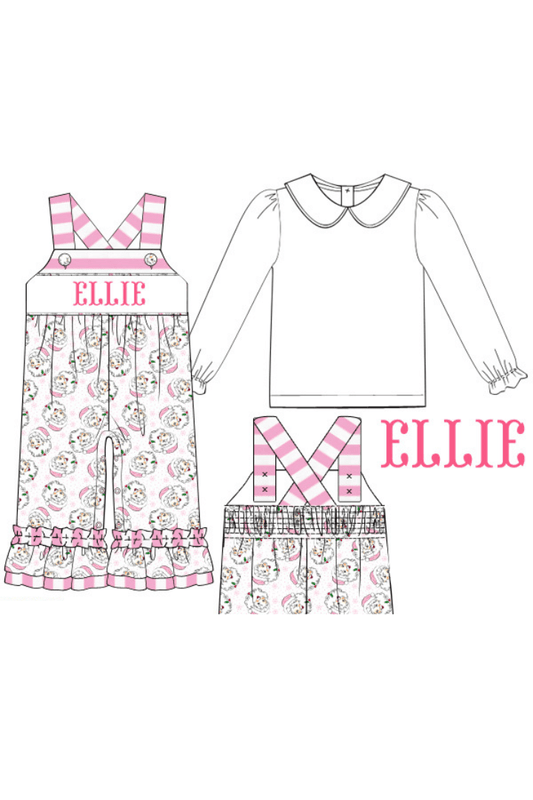 The Smocked Flamingo Pre-Order Hand Smocked Custom Name Santa Romper