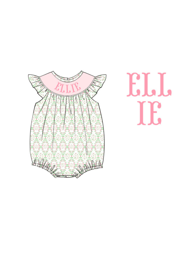 The Smocked Flamingo Pre-Order Hand Smocked Custom Name Sweet Easter Bishop Bubble