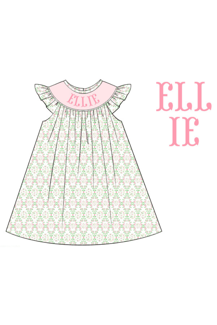 The Smocked Flamingo Pre-Order Hand Smocked Custom Name Sweet Easter Bishop Dress