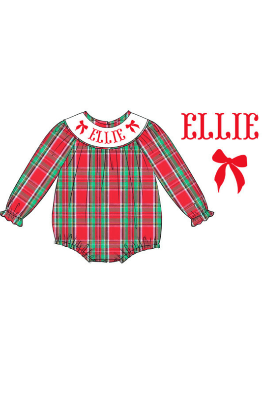 The Smocked Flamingo Pre-Order Hand Smocked Custom Name Traditional Christmas Bubble