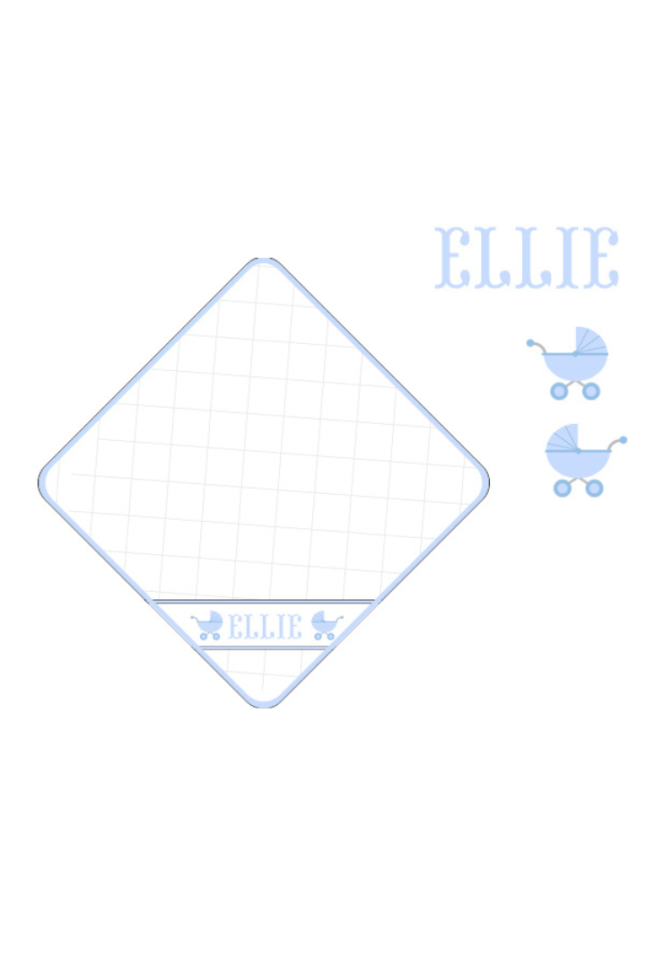 The Smocked Flamingo Pre-Order Hand Smocked Custom Name White and Blue Baby Carriage Blanket