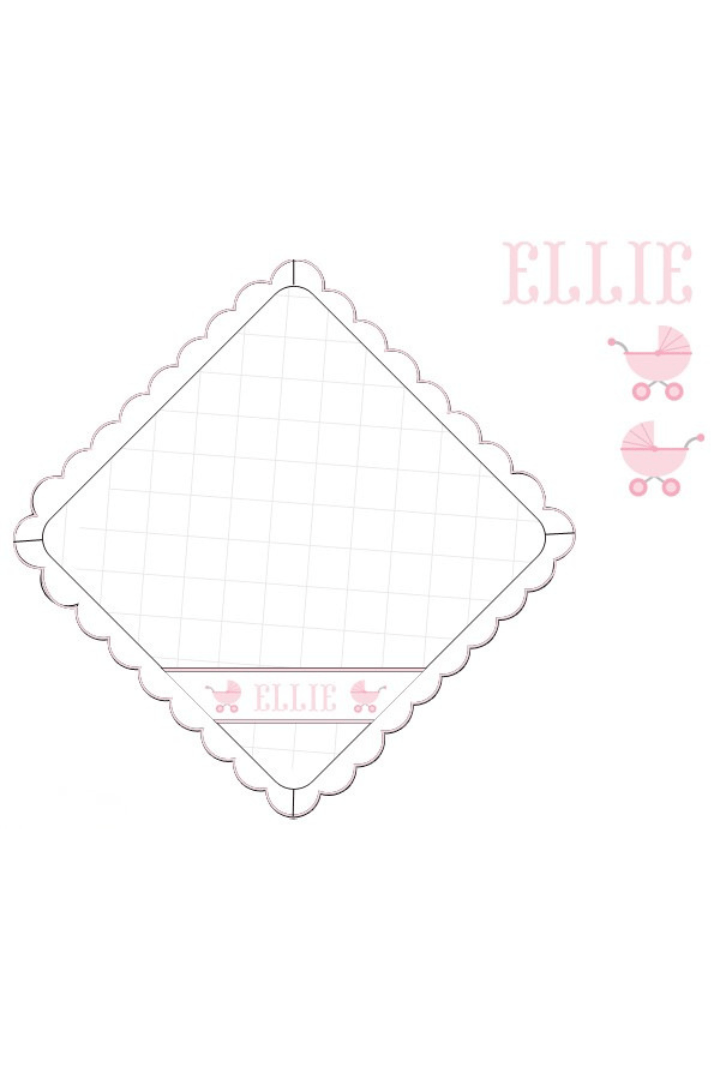 The Smocked Flamingo Pre-Order Hand Smocked Custom Name White and Pink Baby Carriage Blanket
