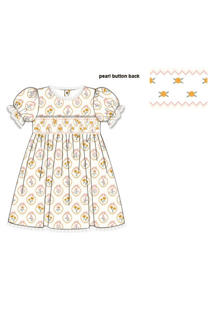 The Smocked Flamingo Pre-Order Smocked Autumn Blooms Dress
