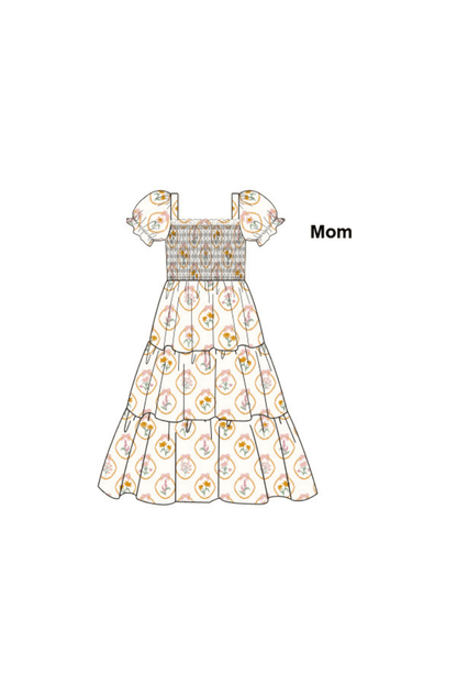 The Smocked Flamingo Pre-Order Smocked Autumn Blooms Mom Dress