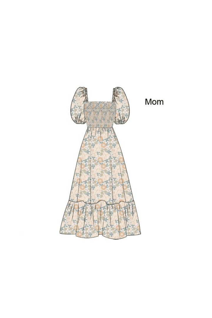 The Smocked Flamingo Pre-Order Smocked Autumn Floral Mom Dress