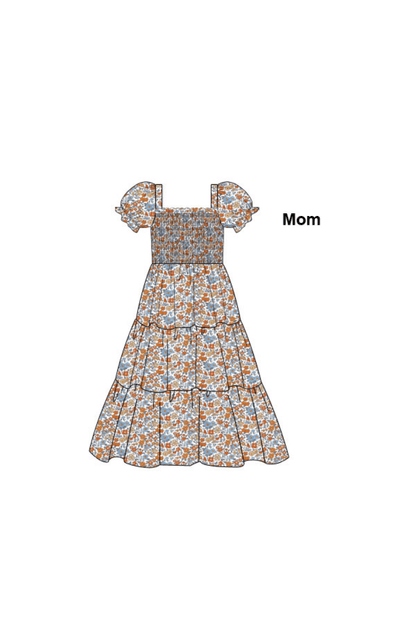 The Smocked Flamingo Pre-Order Smocked Fall Floral Mom Dress