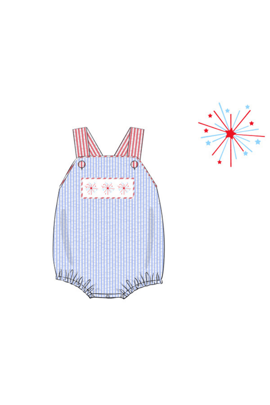 The Smocked Flamingo Pre-Order Smocked Firework Seersucker Bubble