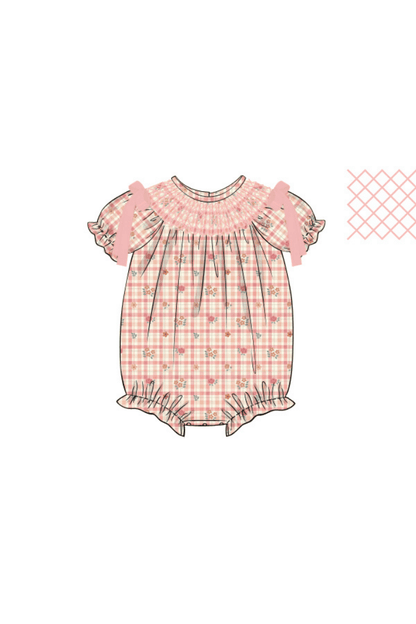 The Smocked Flamingo Pre-Order Smocked Heirloom Fall Plaid Corduroy Bubble