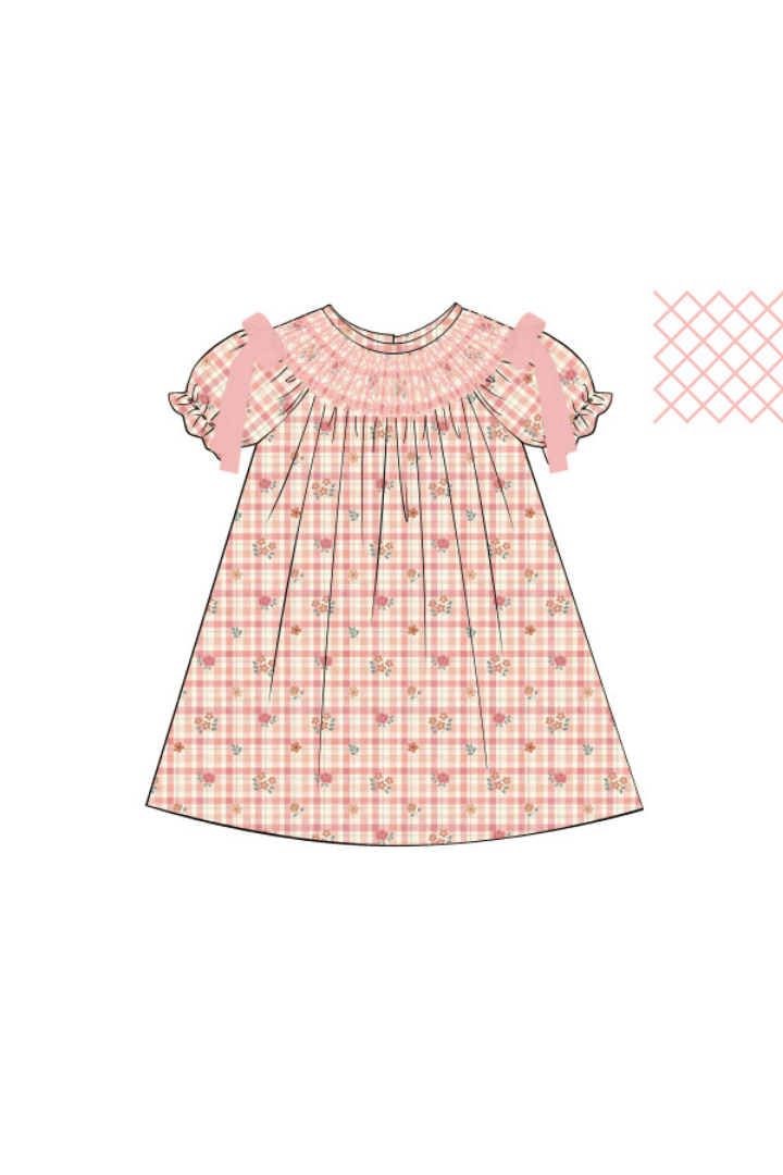 The Smocked Flamingo Pre-Order Smocked Heirloom Fall Plaid Corduroy Dress
