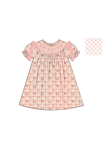 The Smocked Flamingo Pre-Order Smocked Heirloom Fall Plaid Corduroy Dress