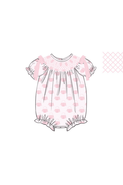 The Smocked Flamingo Pre-Order Smocked Heirloom Pink Jack O Lantern Bubble