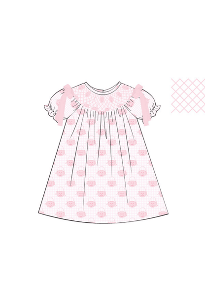 The Smocked Flamingo Pre-Order Smocked Heirloom Pink Jack O Lantern Dress
