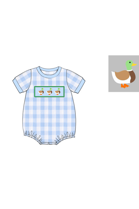 The Smocked Flamingo Pre-Order Smocked Mallard Blue Knit Bubble