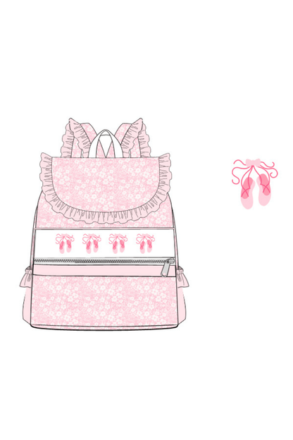 The Smocked Flamingo Pre-Order Smocked Pink Floral Ballet Backpack