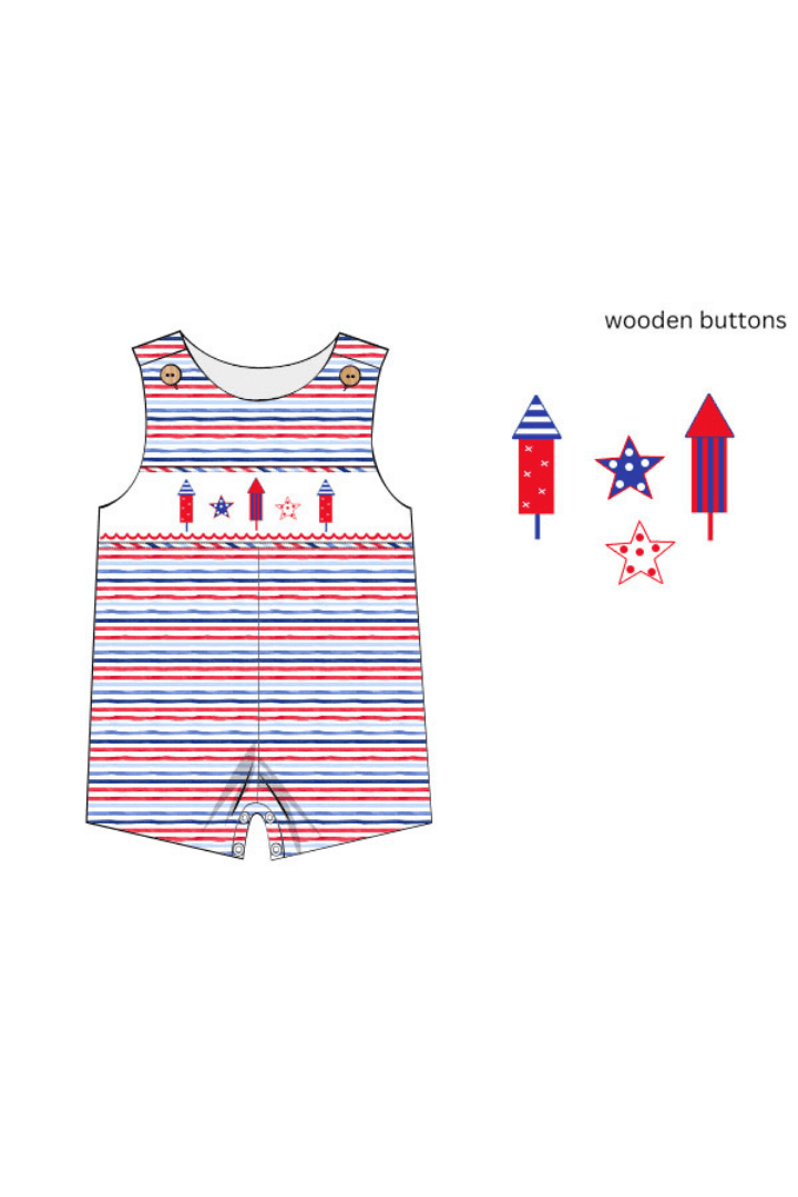 The Smocked Flamingo Pre-Order Smocked Red, White and Boom Jon Jon