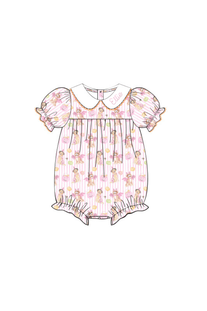 The Smocked Flamingo Pre-Order Trick or Treat Pink Puppy Bubble