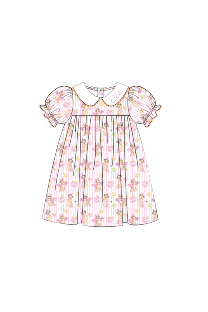 The Smocked Flamingo Pre-Order Trick or Treat Pink Puppy Dress