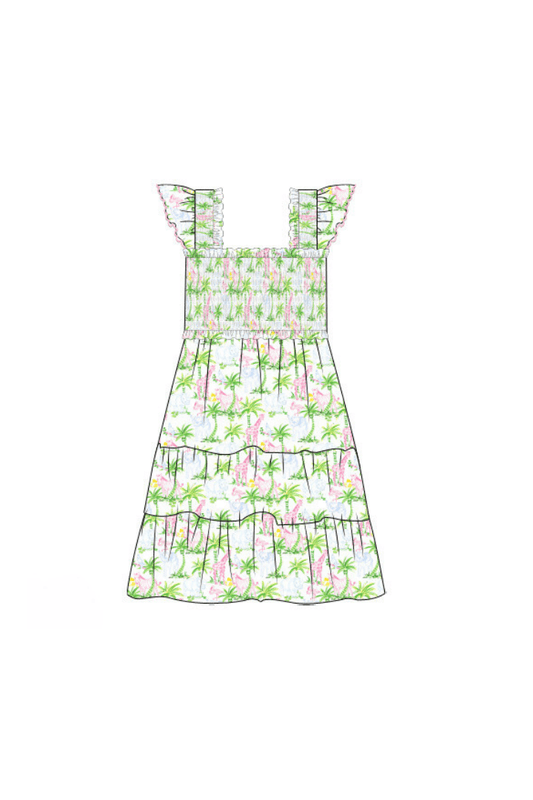 The Smocked Flamingo Pre-Order Tropical Knit Matching Dress