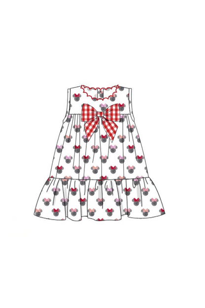 The Smocked Flamingo Pre-Order Watercolor Mouse Scalloped Bow Dress