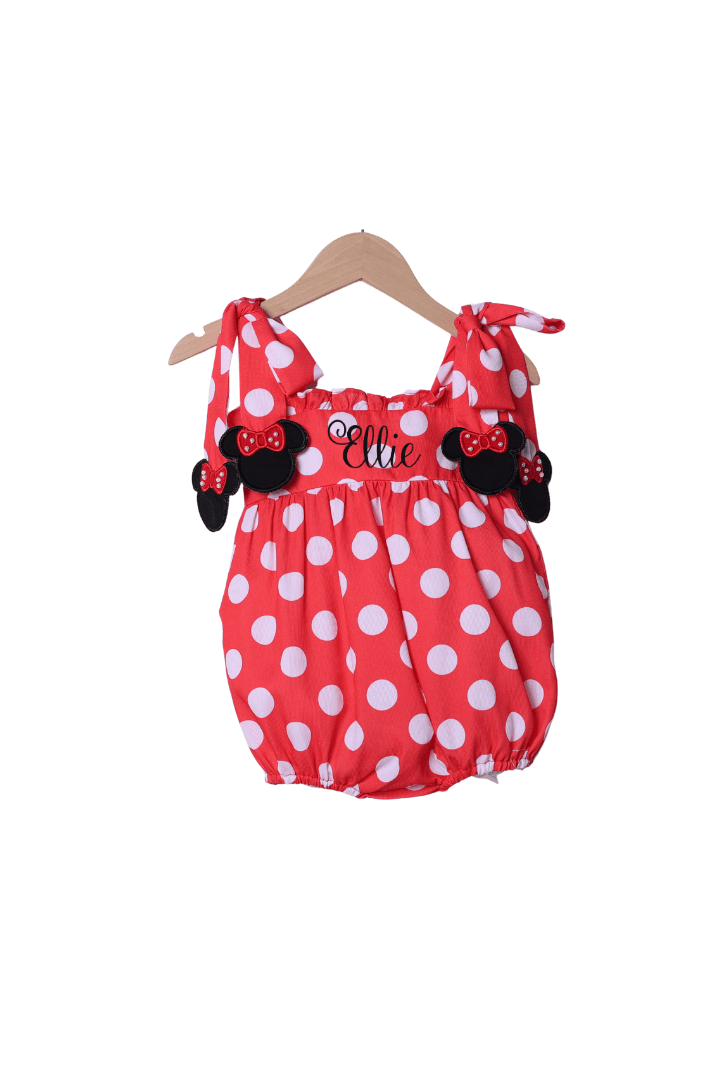 The Smocked Flamingo Red Polka Dot Mouse Tie Bubble