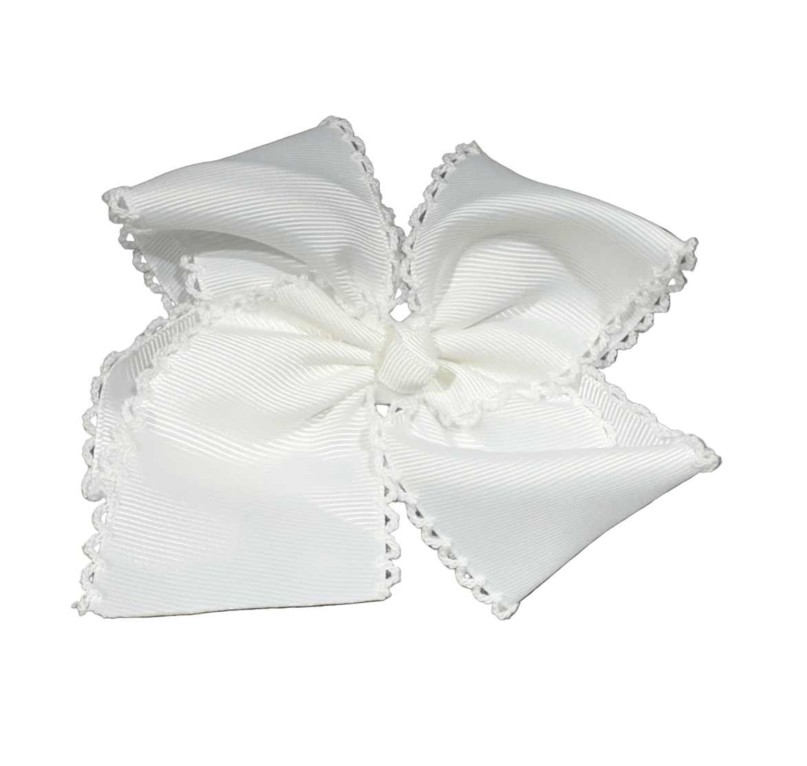 The Smocked Flamingo Scalloped Edge Grosgrain Bow White