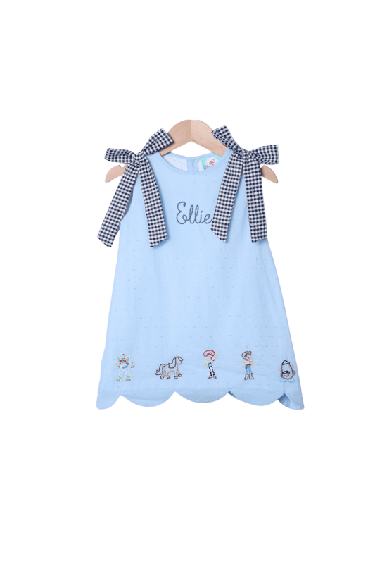 The Smocked Flamingo Shadow Embroidered Cowboy Friends Dress