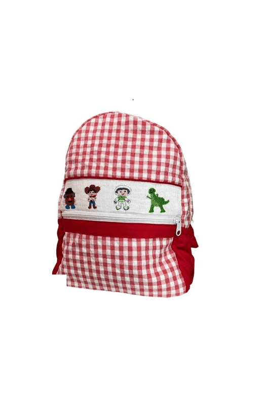 The Smocked Flamingo Smocked Andy and Friends Red Gingham Backpack