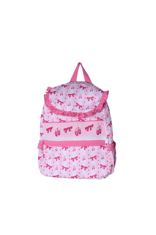 Pink Ruffly Backpack The Smocked Flamingo Smocked Ballet Bow Pink Ruffle Backpack