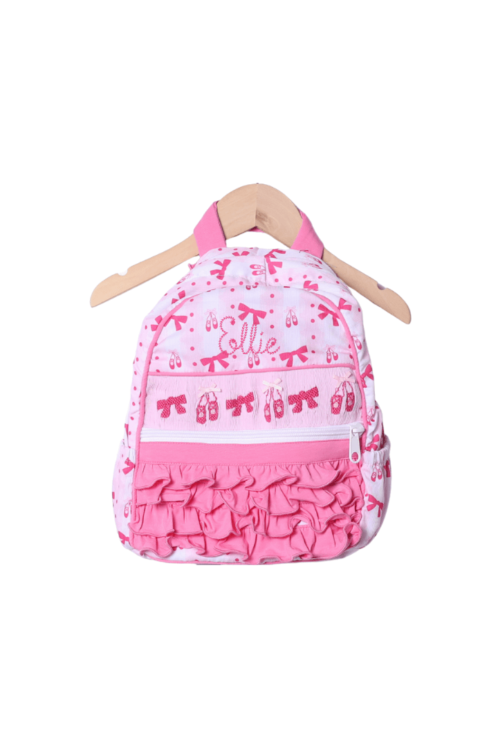 The Smocked Flamingo Smocked Ballet Bow Pink Ruffle Backpack (Toddler Size)