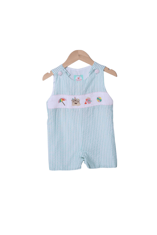 The Smocked Flamingo Smocked Beachy Beachy Mint Seersucker Jon Jon