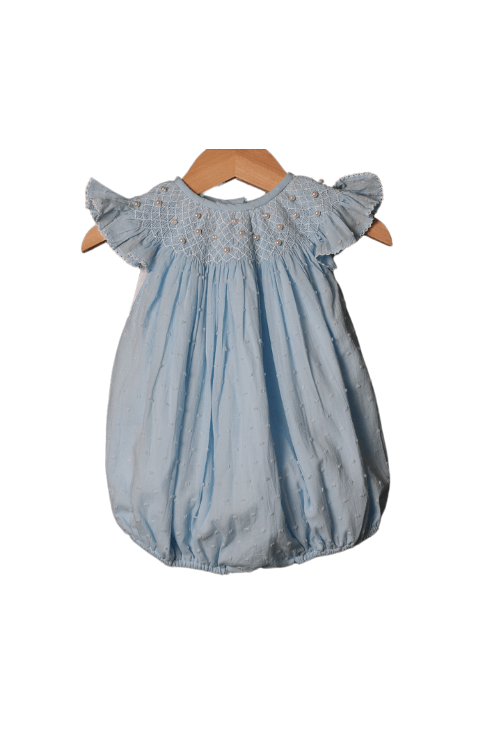 Nikki Smocked Bodice Bubble with White