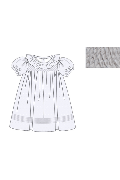 The Smocked Flamingo Smocked Heirloom White Swiss Dot Dress