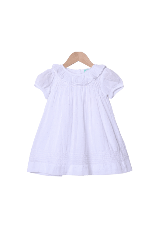 The Smocked Flamingo Smocked Heirloom White Swiss Dot Dress