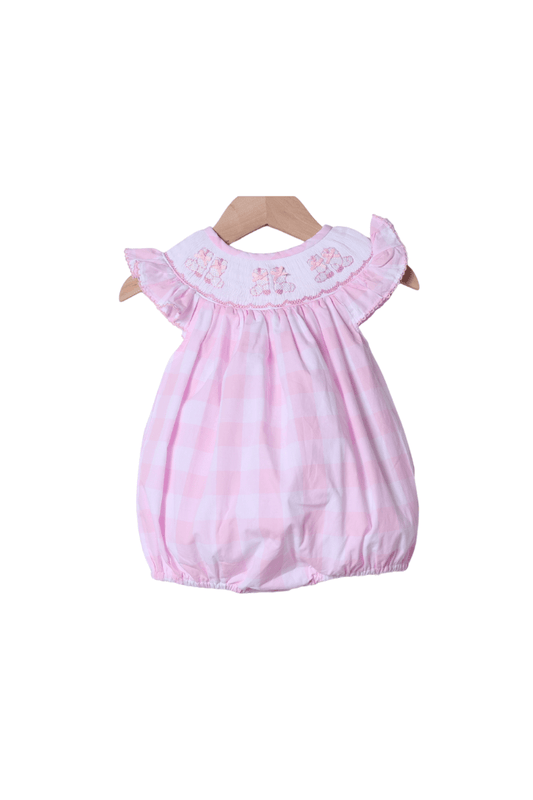 The Smocked Flamingo Smocked Pink Gingham Bow Boots Bubble