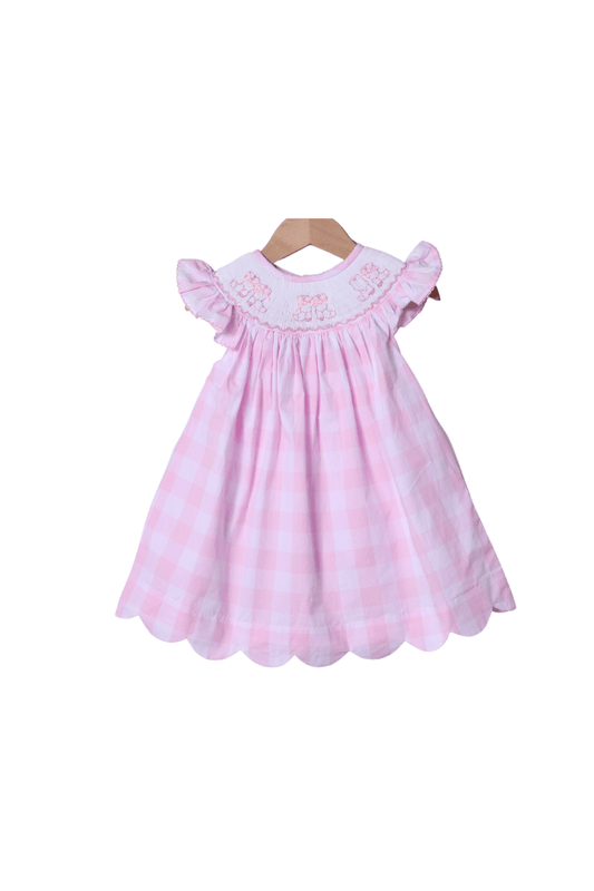 The Smocked Flamingo Smocked Pink Gingham Bow Boots Dress