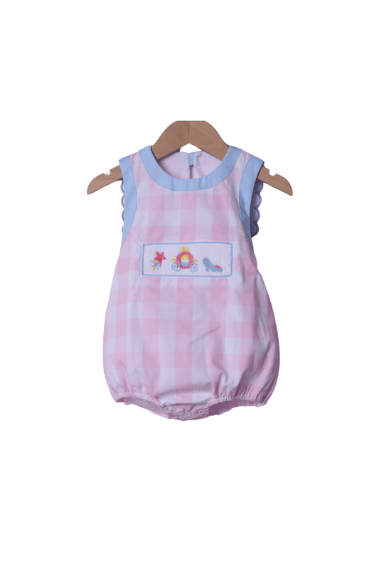 The Smocked Flamingo Smocked Princess Carriage Pink Gingham Bubble