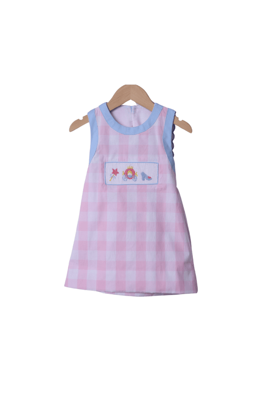 The Smocked Flamingo Smocked Princess Carriage Pink Gingham Dress