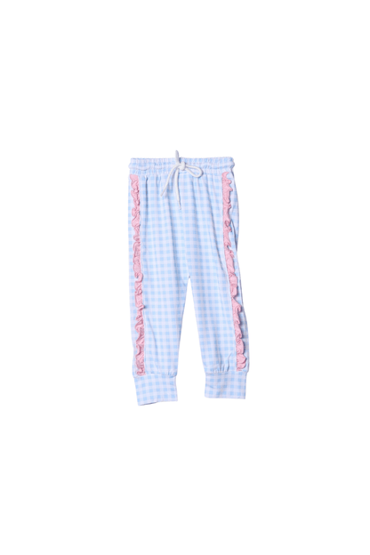 The Smocked Flamingo Smocked Princess Pink/Blue Gingham Pant Set