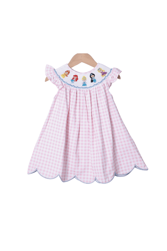The Smocked Flamingo Smocked Princess Pink Gingham Dress