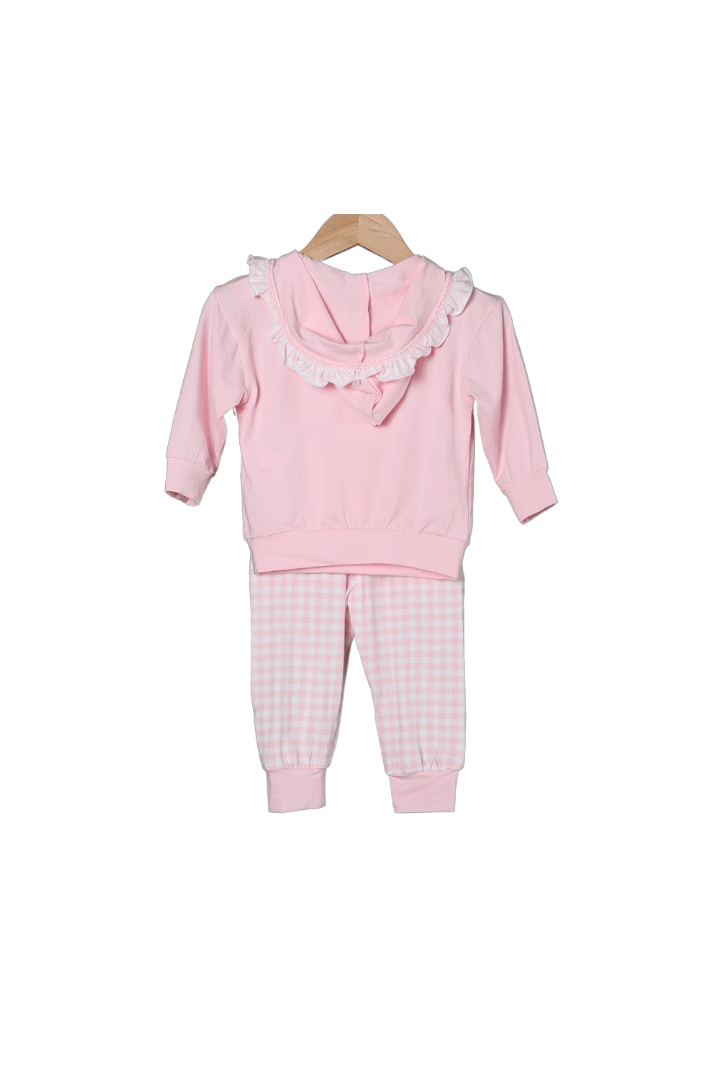 The Smocked Flamingo Smocked Princess Pink Gingham Jogger Set