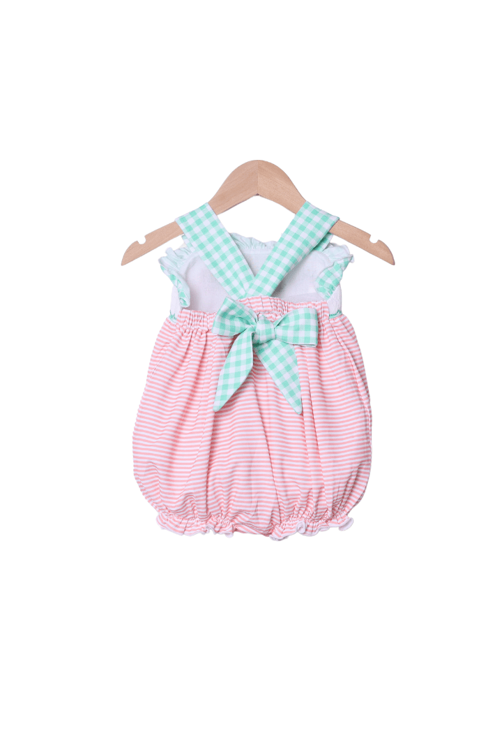 The Smocked Flamingo Smocked Zoo Friends Mint/Peach Bubble