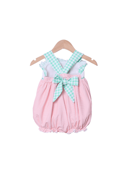 The Smocked Flamingo Smocked Zoo Friends Mint/Peach Bubble