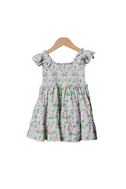 The Smocked Flamingo Tropical Knit Matching Dress