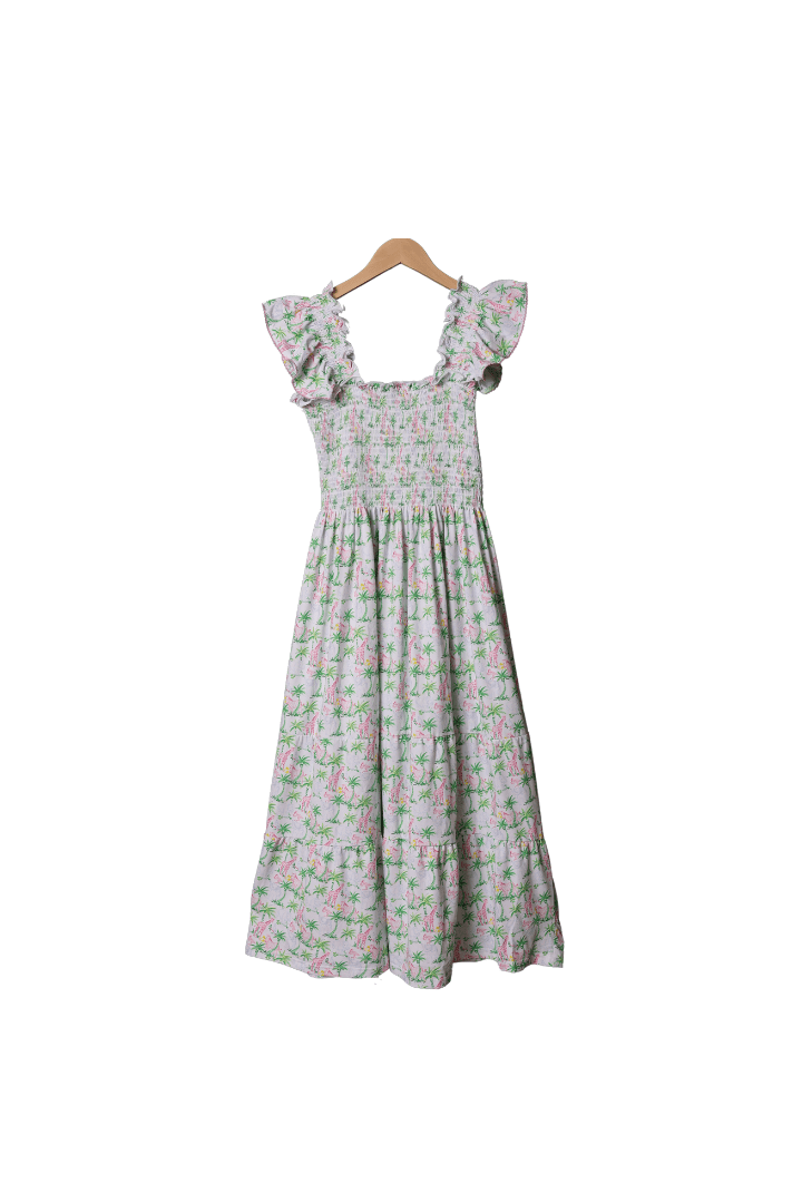 The Smocked Flamingo Tropical Knit Matching Mom Dress