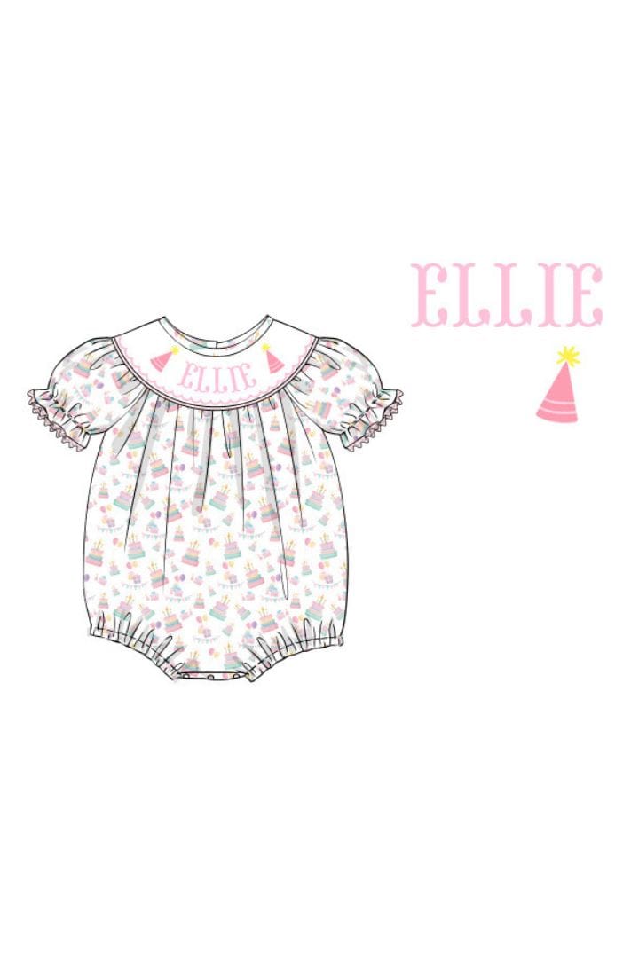 The Smocked Flamingo Hand Smocked Custom Name Birthday Bubble